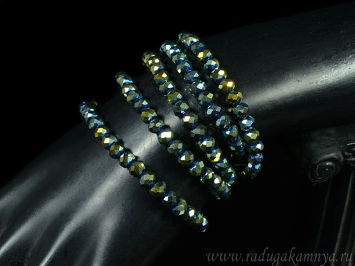 Бусы-браслет на резинке из циркона кукуруза гр.6мм зеленый хамелеон, 86см. Радуга камня  фото 39