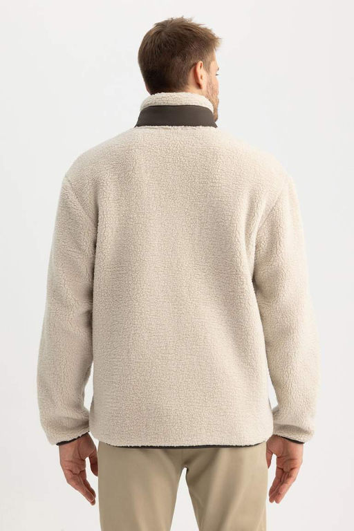 Плюшевое пальто унисекс с воротником-стойкой на молнии - Defacto фото 10