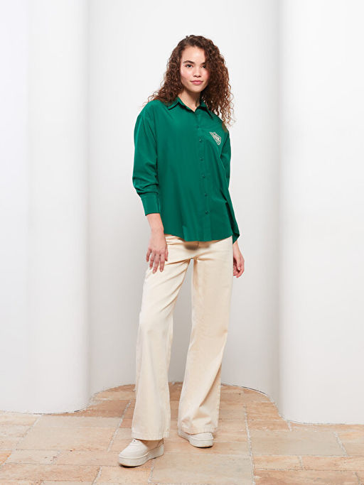 Nak??l? Uzun Kollu Poplin Kad?n G?mlek Tunik