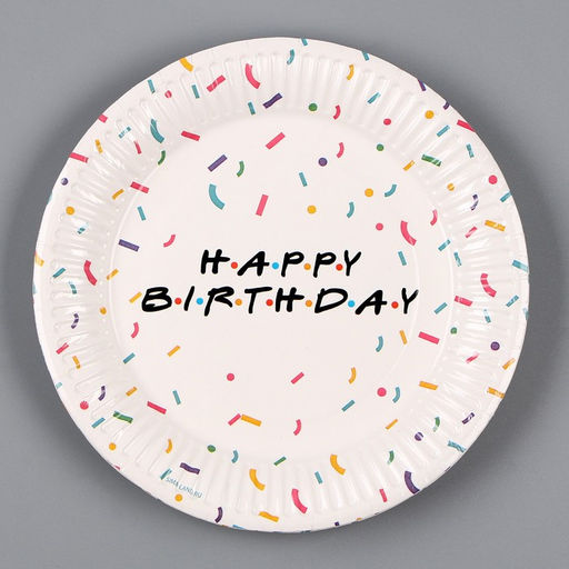 Тарелка бумажная Happy birthday, 18 см, в наборе 6 штук - Страна карнавалия фото 2