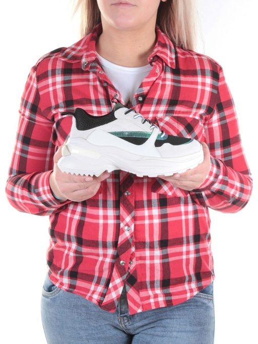 05-DMG11-2 WHITE/GREEN Кроссовки женские (нат.кожа, нат.замша, текстиль) - Фабричный китай фото 4