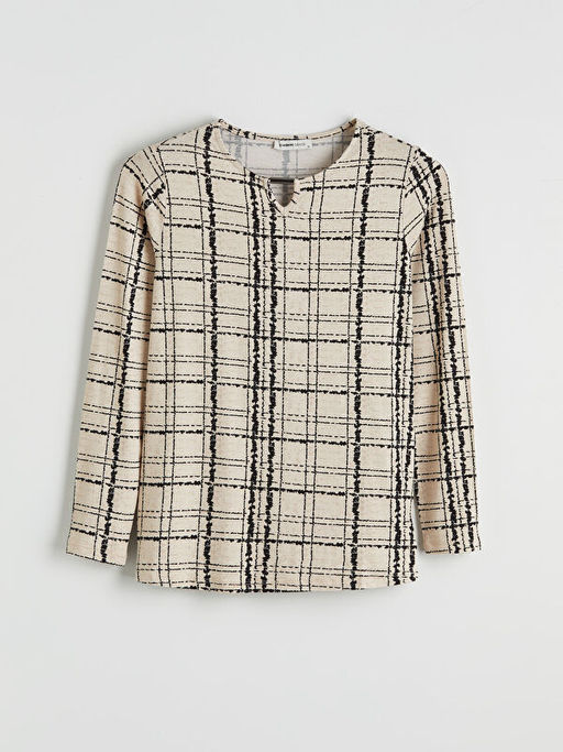 Bisiklet Yaka Desenli Bluz