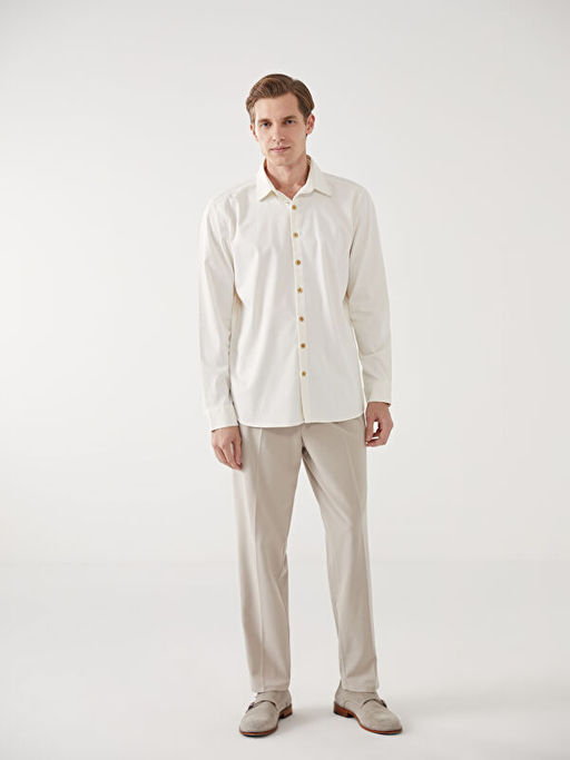 Slim Fit Uzun Kollu Gabardin Erkek G?mlek