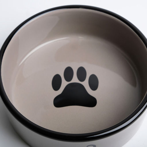 Миска керамическая «След с кошкой» 300 мл - 12.5×12.5×4.5 см, тёмно-бежевая/чёрная