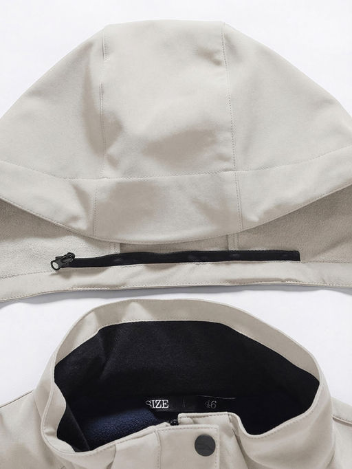 Парка женская софтшелл виндстоппер удлинённая с капюшоном белого цвета 9618_1Bl