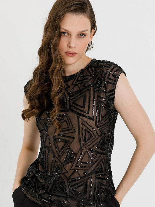 Блузка из сетки с пайетками Новый год