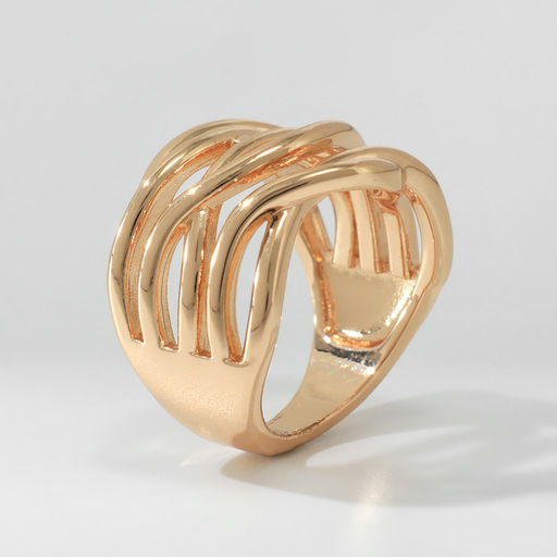 Кольцо металл Тренд тройное переплетение, цвет золото, размер 17 - Qf фото 3