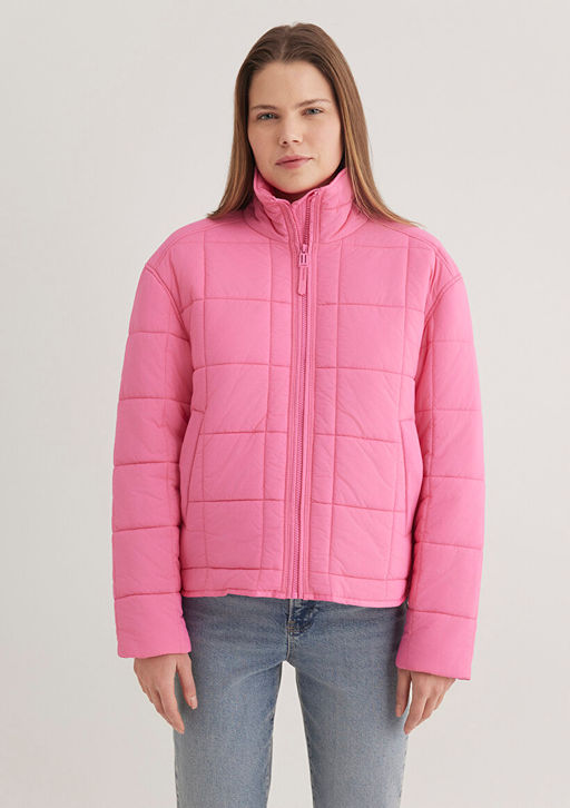 Dik Yaka Pembe Sisme Mont - Mavi фото 4