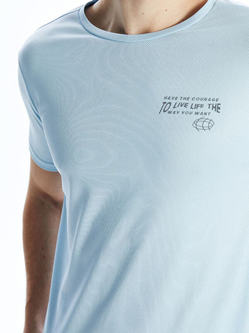 Bisiklet Yaka K?sa Kollu Bask?l? Erkek Ti??rt