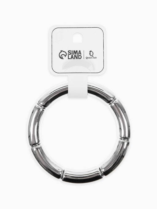 Браслет пластик на резинке "Стиль" гладкий, цвет серебро