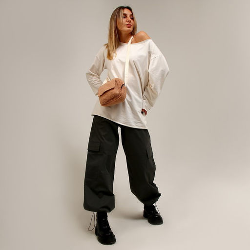 Плюшевая сумка тедди кросс-боди, бежевая