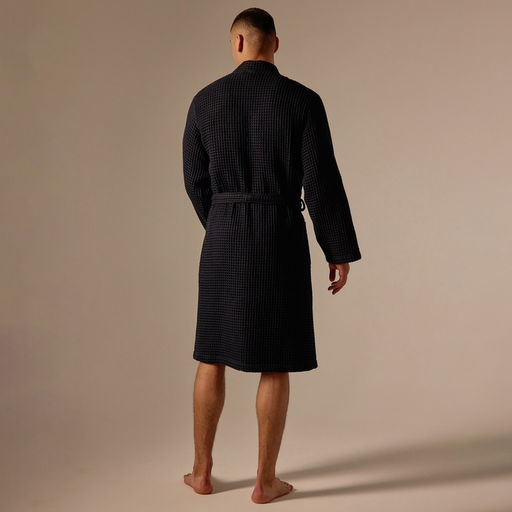 Халат вафельный мужской SL HOME: Boho «Дарк Маре», размер M, хлопок 100%, чёрный