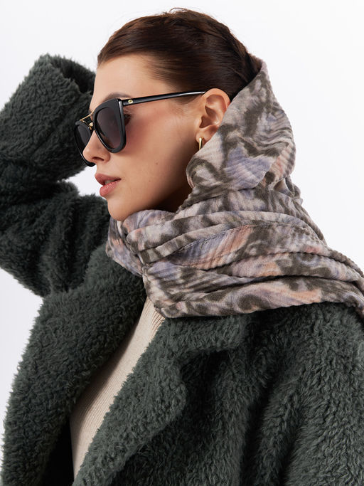 Большой, мягкий, тонкий и очень нежный двусторонний палантин с рисунком - Tantino фото 6