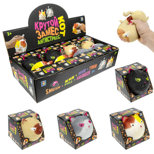 Крутой замес. Игрушка антистресс "Кот" 8*6см 4 цв. в ассорт. в кор. арт.Т22996 /12
