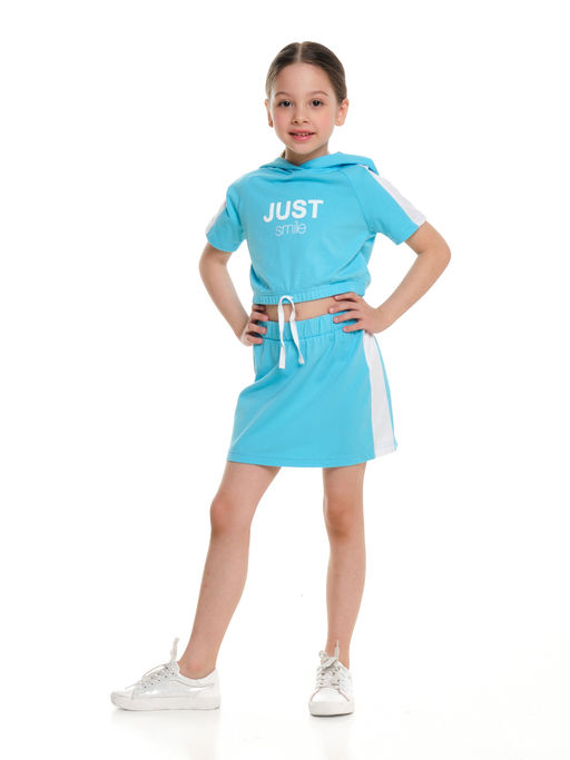 Костюм для девочки юбка с футболкой UD 6592/6593 голубой - Mini maxi фото 3