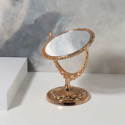 Зеркало декоративное, с увеличением х2, двустороннее, 13.8?17 см, (d=10 см), цвет бронзовый - Qf фото 6