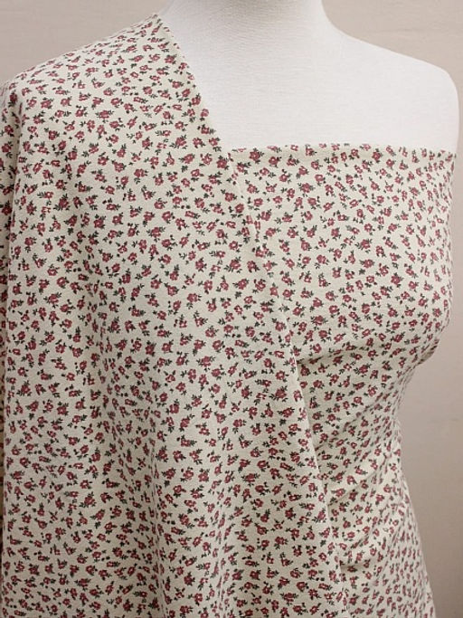 Теплый хлопок Дарья - цветочки цв.коричневая брусника, ш.1.5м, хлопок-100%, 150гр/м.кв - Купава фото 5