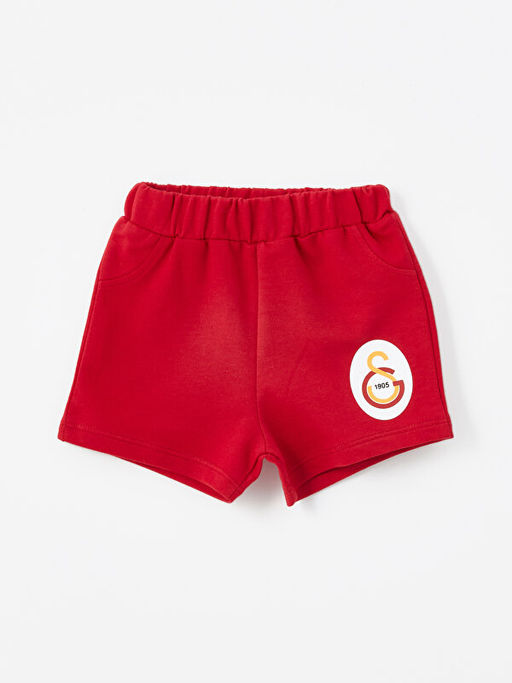 Bisiklet Yaka K?sa Kollu Galatasaray Bask?l? Erkek Bebek Ti??rt ve ?ort 2li Tak?m - Waikiki фото 3