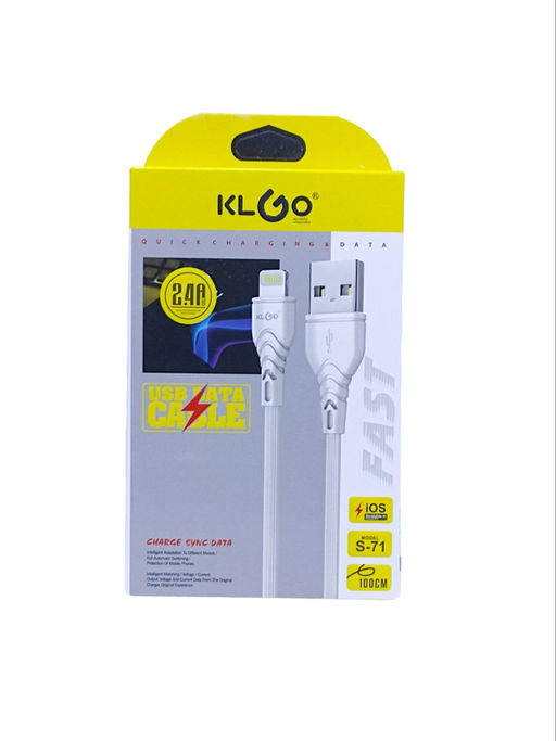 Кабель Lightning - USB, 1 м, 2,4А (S-71) белый и черный, в коробке