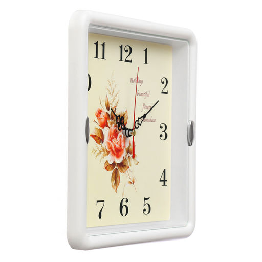 Часы настенные классические Цветы, бесшумные, плавный ход, 22?22 см, белые, от батарейки 1?АА
