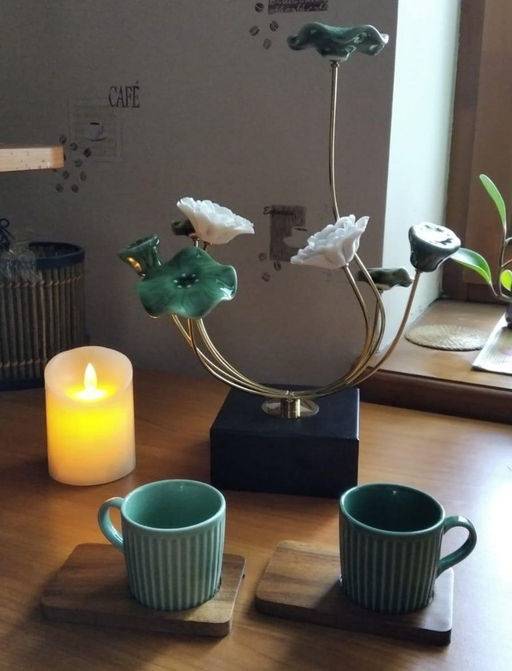 Набор чашек Время отдыха, зелёная, светло-зелёная, пудровая, светло-серая, 0,11 л, 4 шт - Easy life фото 9