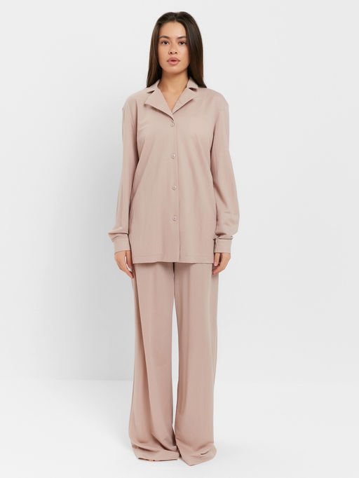 Костюм женский: рубашка, брюки, топ, KAFTAN Base, размер 44, пудровый
