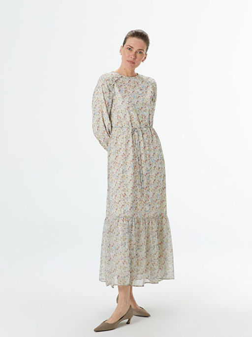 Bisiklet Yaka ?i?ekli Elbise