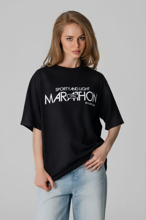 Арт. 3190 Футболка женская оверсайз 42-48 (4 шт) Цвет:черный - Калинка фото 8