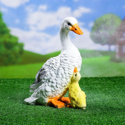 Садовая фигура из полистоуна «Утка с утёнком», 31×24×13 см