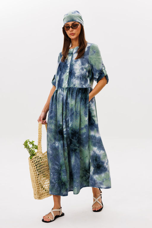 Платье Lars Style 1091 изумрудный мульти-принт