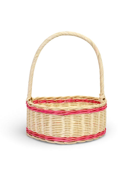 Корзина плетёная, в форме сердечка, набор 3 шт., лоза, кукуруза, с розовой полоской