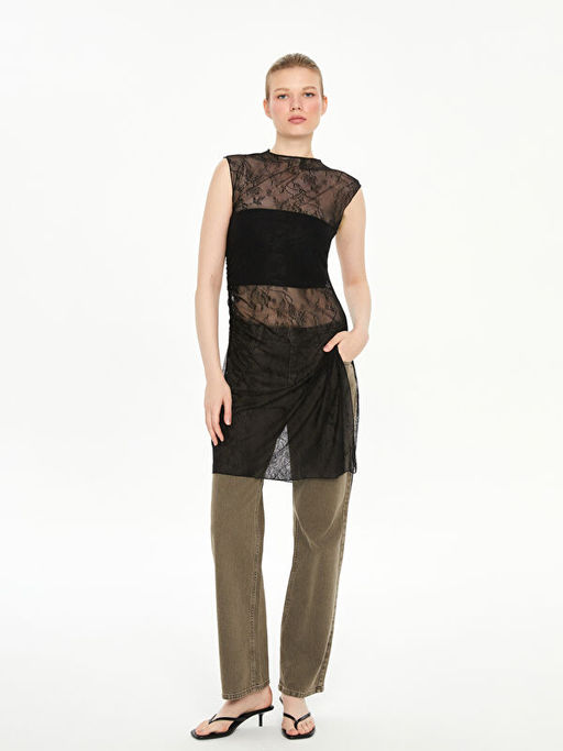 Asimetrik Kesim Dantel Kad?n Tunik