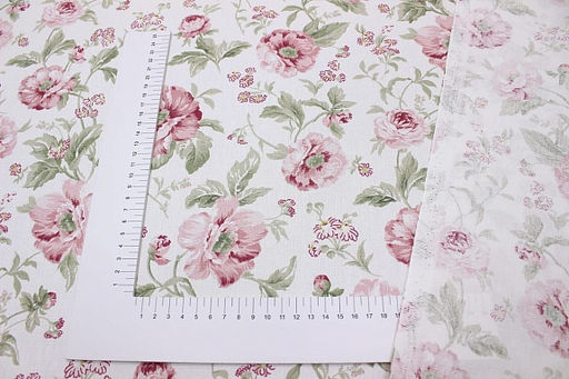 Саржа с пропиткой Розовые пионы на белом, ВИД2, ш.1.52м, хлопок-100%, 178гр/м.кв - Купава фото 2