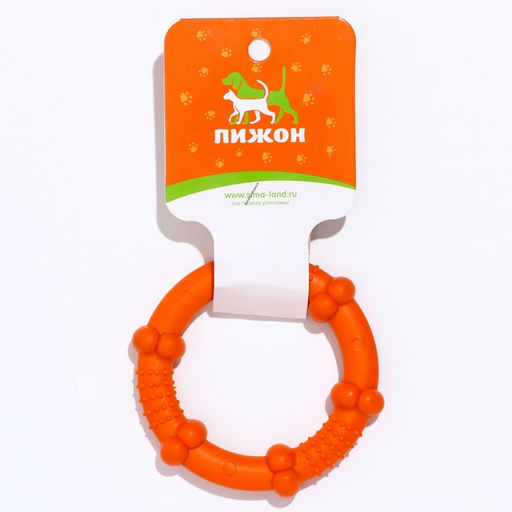 Кольцо рельефное из термопластичной резины, не тонет, 9,5 см, оранжевое - Пижон фото 3