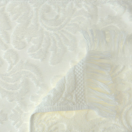 Полотенце махровое "Вензель" 34х75см, хлопок 100%, с бахромой, молочный (Китай)