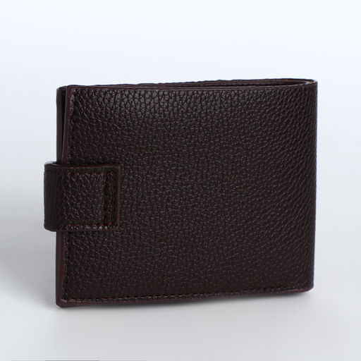 Портмоне мужское на кнопке, отдел для карт, монет, коричневое