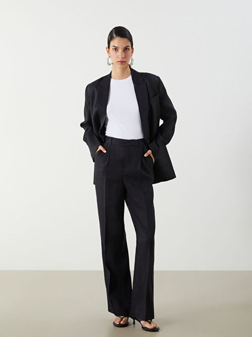 Loose Fit %100 Keten Kad?n Pantolon
