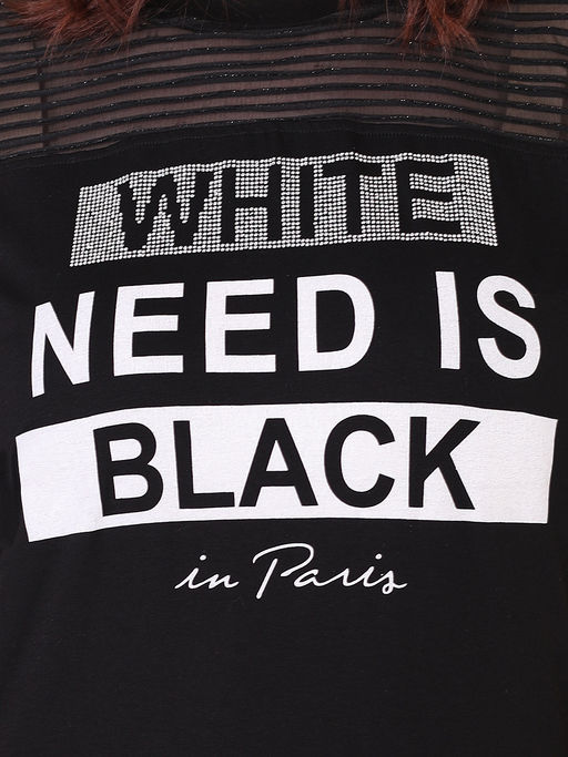 Футболка женская длинная черная с надписью - Almond фото 3