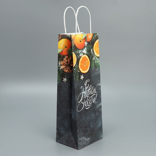 Цена за 20 шт. Пакет под бутылку Мандарины, 13 x 36 x 10 см - Доступные радости фото 2