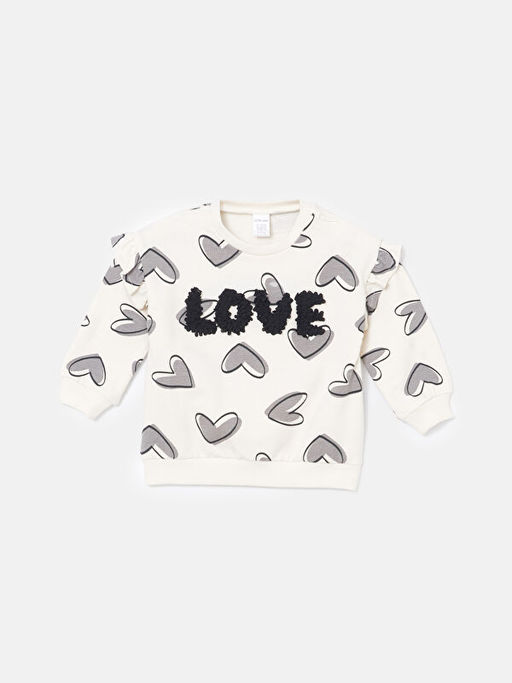 Bisiklet Yaka Bask?l? K?z Bebek Sweatshirt ve Tayt 2li - Waikiki фото 2