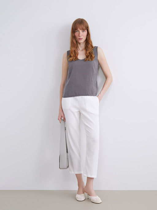 Beli Lastikli Dokulu M?slin Kad?n Pantolon