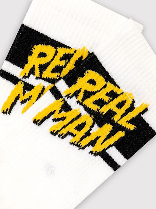 Цена за 5 пар! Носки мужские белые с рисунком в виде надписи REAL MAN - Mark formelle фото 4