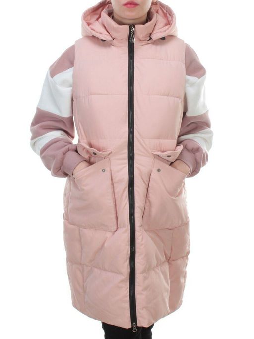 M21-01 PINK POWDER Длинный жилет без рукавов (холоффайбер) - Фабричный китай фото 2
