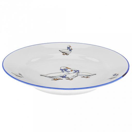Тарелка мелкая фарфоровая Гуси д175мм, h25мм, гладкий край, отводка краской (Россия) - Домашняя мода фото 2