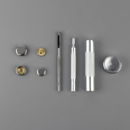 Кнопки установочные, Дельта, d=15 мм, 40 шт., с установщиком, в органайзере, 11.8×8.1×2.3 см, цвет серебряный