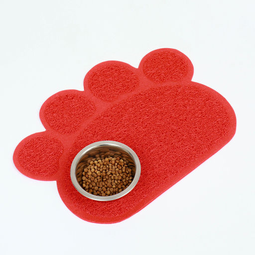 Коврик 2-в-1 под миску/туалет животных Лапка, 40 х 30 см, красный - Пижон фото 2