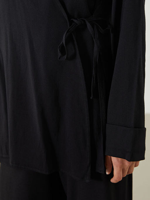 Kruvaze Yaka Keten Kar???ml? Kad?n Kimono