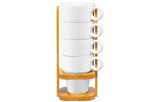 Набор 4 кружек 170 мл 10,5*8,5*21 см Айсберг на дерев. подставке - Elan gallery фото 8