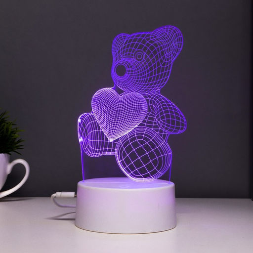 Светильник сенсорный Мишутка LED 7 цветов USB/от батареек белый