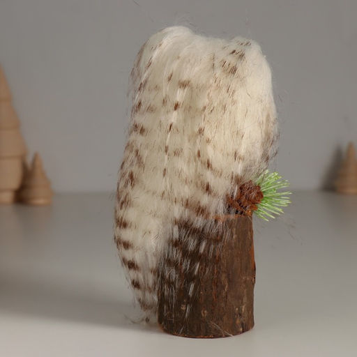 Фигурка Пушистик: Совушка Белая на пеньке, 8?7.5?15 см